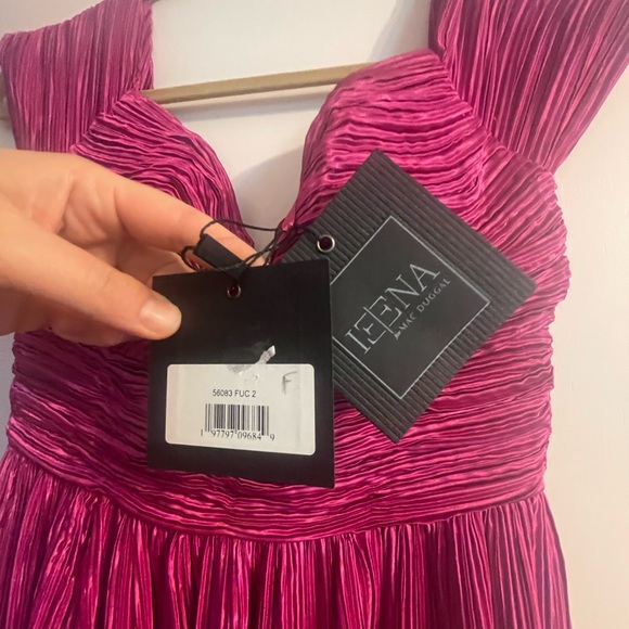 NWT Mac Duggal strapless peak hole pleated pink magenta maxi dress - SZ 2 - Picture 4 of 4